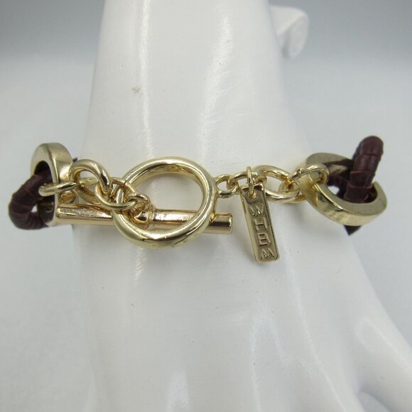 White House Black Market Leather Link Bracelet Luxury NEW - Picture 5 of 6